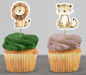 Preview: Cupcake Topper Set "Safari Tiere 2" 12 Stk. - Materialauswahl