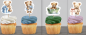 Preview: Cupcake Topper Set "Teddy Bär" 12 Stk. - Farb- und Materialauswahl