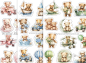 Preview: Cupcake Topper Set "Teddy Bär" 12 Stk. - Farb- und Materialauswahl