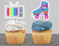 Preview: Cupcake Topper Set "Totally 80s" 12 Stk. - Materialauswahl