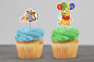 Preview: Cupcake Topper Set "Winnie Pooh" 12 Stk. - Materialauswahl