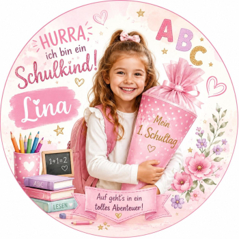 Schulstart Tortenbild mit individuellem Foto
