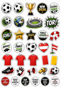 Cupcake Topper mega Set 35 Stück Fußball WM 26