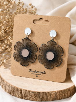 Ohrring Mohnblume schwarz