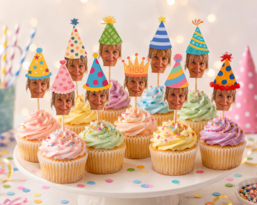 Partyhats - Cake Topper Set - Kraftpapier