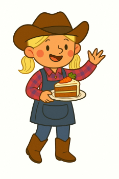 Rosie mit Karottenkuchen