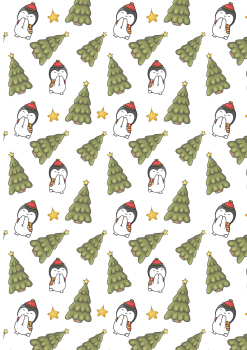 Schoko Transferfolie A4 - Christbaum mit Pinguine