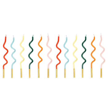 Regenbogen Curl Kerzen 12 Stk 14 cm lang