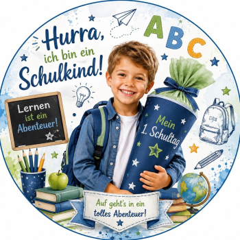 Preview: Schulstart Tortenbild mit individuellem Foto