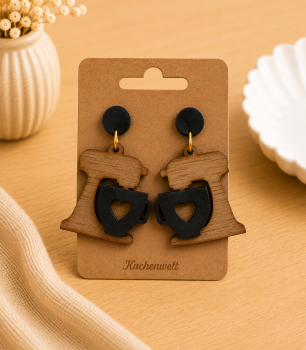 Ohrring "Küchenmaschine" Holz Black