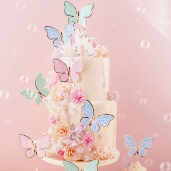 PartyDeco Papier Topper Schmetterlinge 9 Stk.