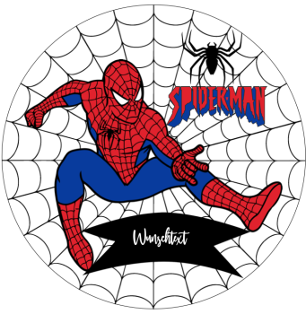 Ausdruck "Spiderman" rund - Wunschtext