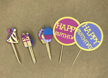 Papier Cupcake Topper Set "Birthday Party"