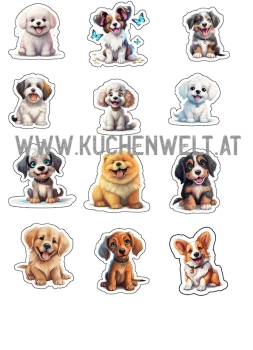 Cupcake Topper Set "Süße Hunde" 12 Stk. - Materialauswahl