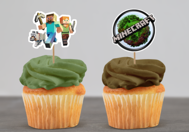 Cupcake Topper Set "Minecraft" 12 Stk. - Materialauswahl