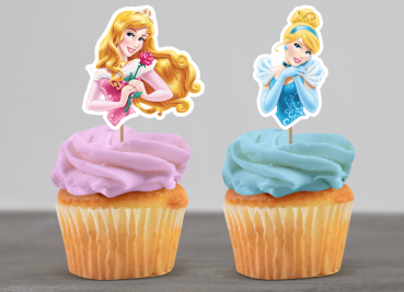 Cupcake Topper Set "Disney Prinzessinnen" 12 Stk. - Materialauswahl