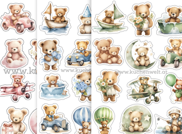 Cupcake Topper Set "Teddy Bär" 12 Stk. - Farb- und Materialauswahl