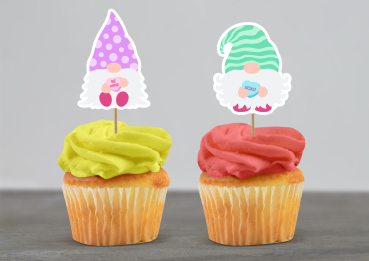 Cupcake Topper Set "Love Gnomes" 12 Stk. - Materialauswahl