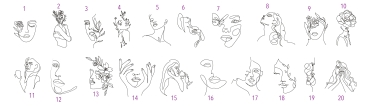 Topper Line Art Faces - Modellauswahl