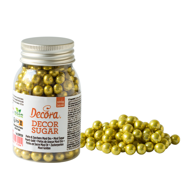 Decora Zuckerperlen gold 100g 7 mm