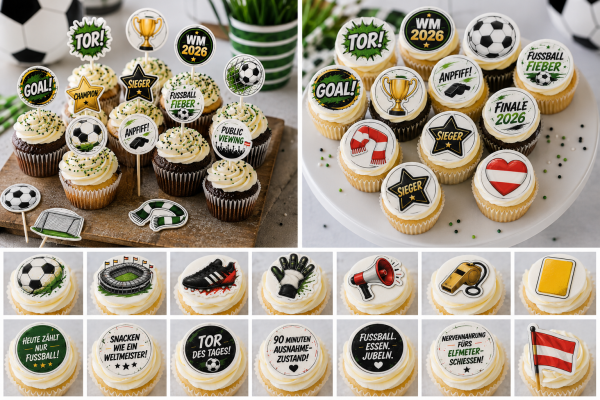 Cupcake Topper mega Set 35 Stück Fußball WM 26
