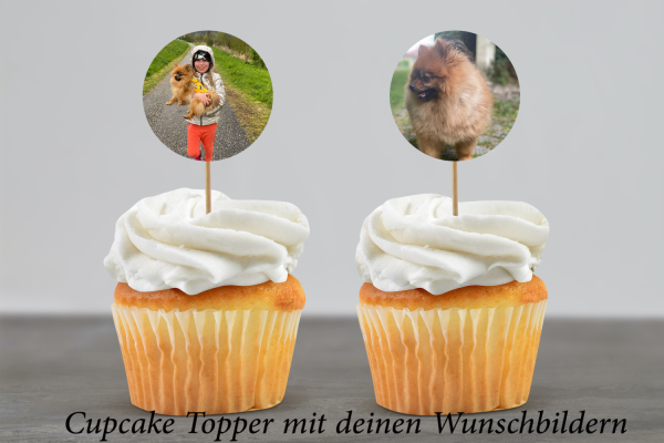 Wunsch Papier Cupcake Topper rund mit Wunschbild