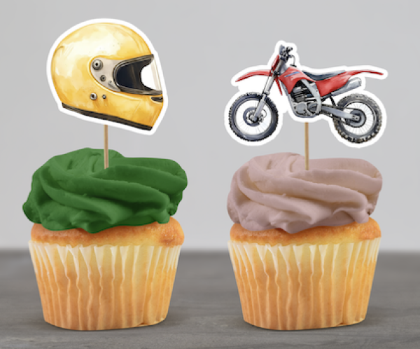 Cupcake Topper Set "Motorcross Bike" - Materialauswahl