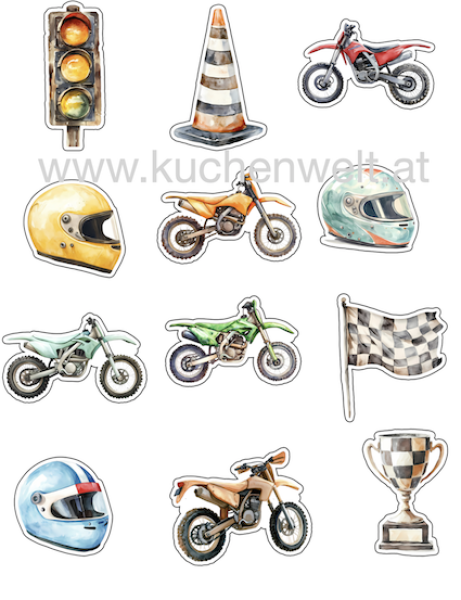 Cupcake Topper Set "Motorcross Bike" - Materialauswahl