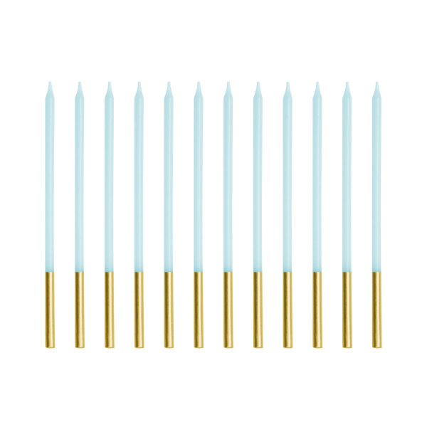Kerzen blau gold mit Halter