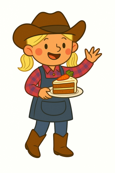 Rosie mit Karottenkuchen