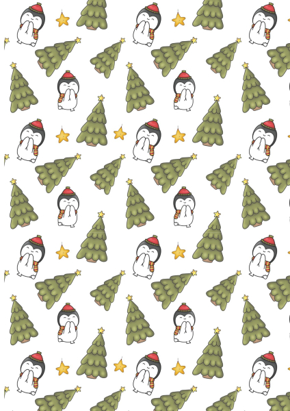 Schoko Transferfolie A4 - Christbaum mit Pinguine