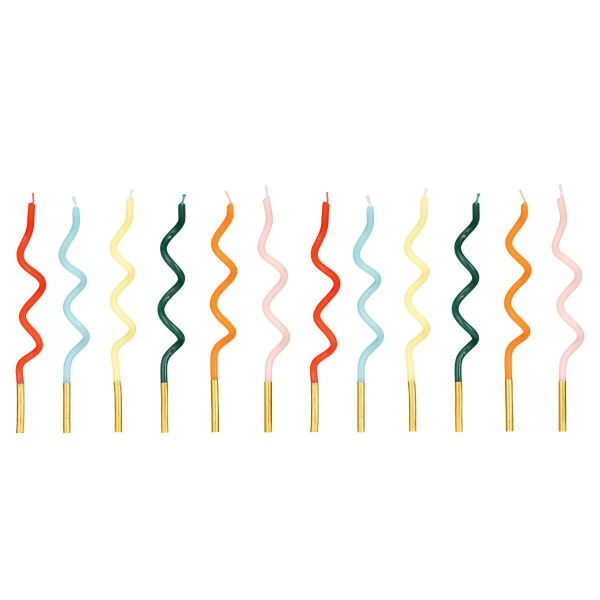 Regenbogen Curl Kerzen 12 Stk 14 cm lang
