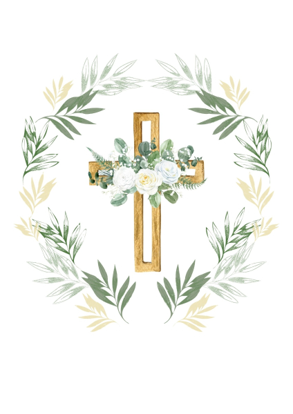 Tortenbild floral Kreuz mit Eucalyptus