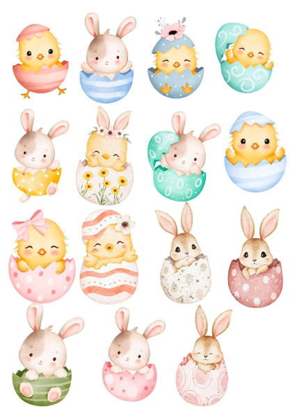 Cupcake Topper  Ostern in Hasen und Küken