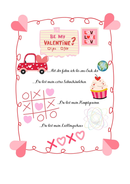 Tortenbild Valentinstag Liebesbrief