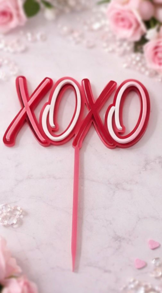 Topper XOXO rosa Acryl