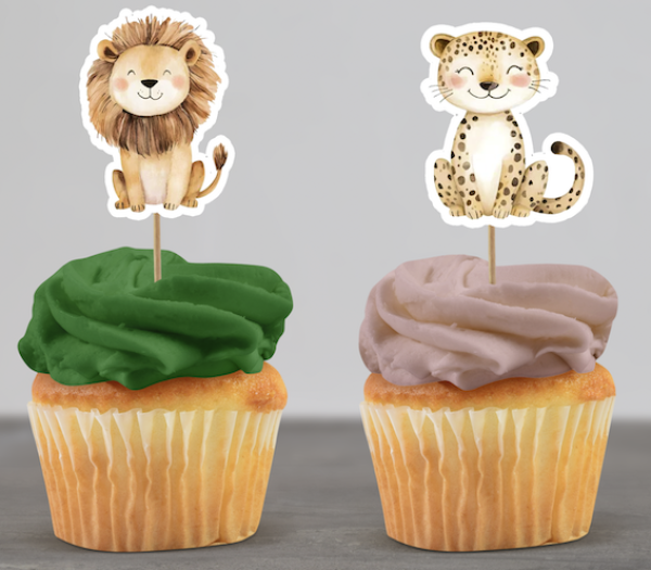 Cupcake Topper Set "Safari Tiere 2" 12 Stk. - Materialauswahl