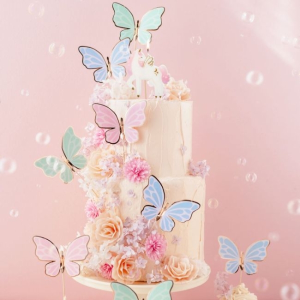 PartyDeco Papier Topper Schmetterlinge 9 Stk.