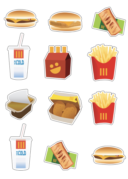 Cupcake Topper Set "Fast Food" - Materialauswahl