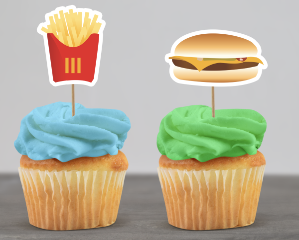 Cupcake Topper Set "Fast Food" - Materialauswahl