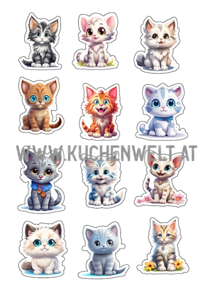 Cupcake Topper Set "Süße Katzen" 12 Stk. - Materialauswahl