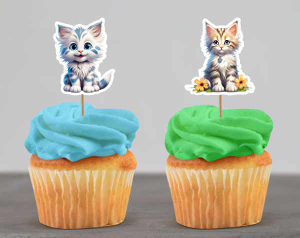 Cupcake Topper Set "Süße Katzen" 12 Stk. - Materialauswahl