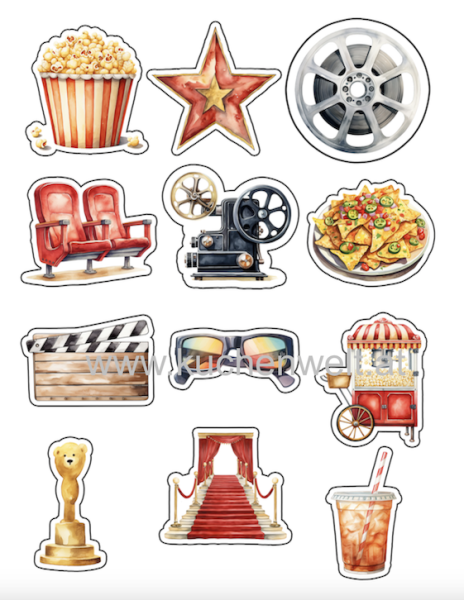 Cupcake Topper Set "Movie Night" 12 Stk. - Materialauswahl