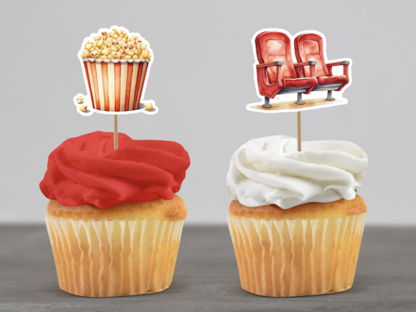 Cupcake Topper Set "Movie Night" 12 Stk. - Materialauswahl