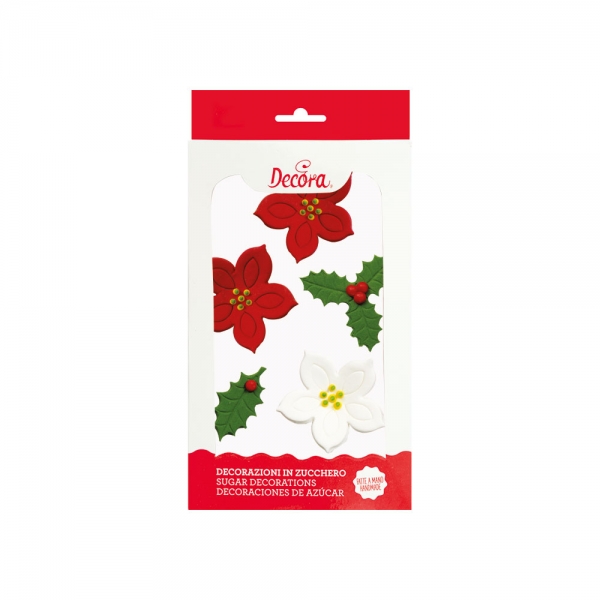 Zucker Dekor "Weihnachtstern & Ilyx" 7 Stk. - MHD 12/25