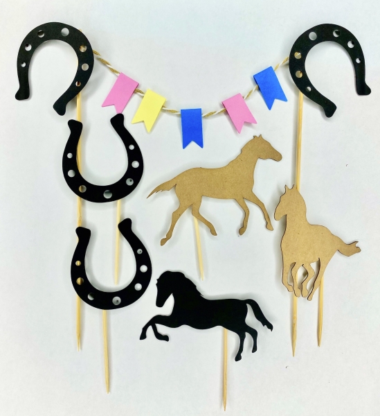 Papier Topper Set "Pferde & Hufeisen"