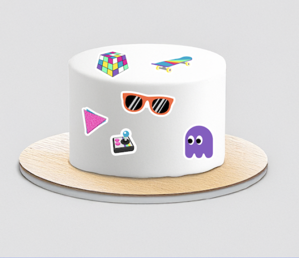 Cupcake Topper Set "Totally 80s" 12 Stk. - Materialauswahl