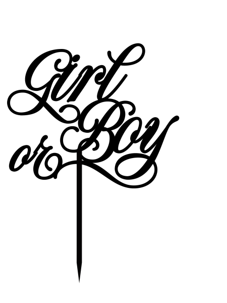 Topper "Boy or Girl" - verschnörkelt