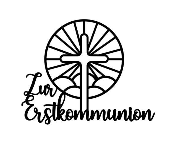 Topper "Zur..." mit Kreuz und Sonnenstrahlen
