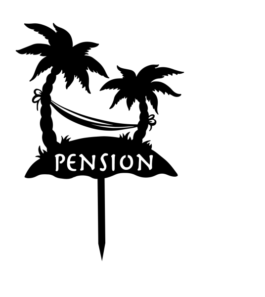 Topper "Pension" mit Palmen und Hängematte